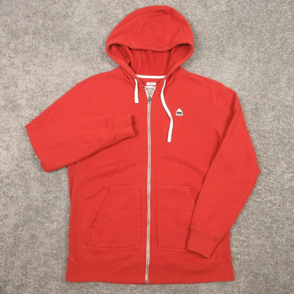 Burton Sweater Mens Medium Orange Dry Ride Fleece Full Zip Hoodie Sweatshirt